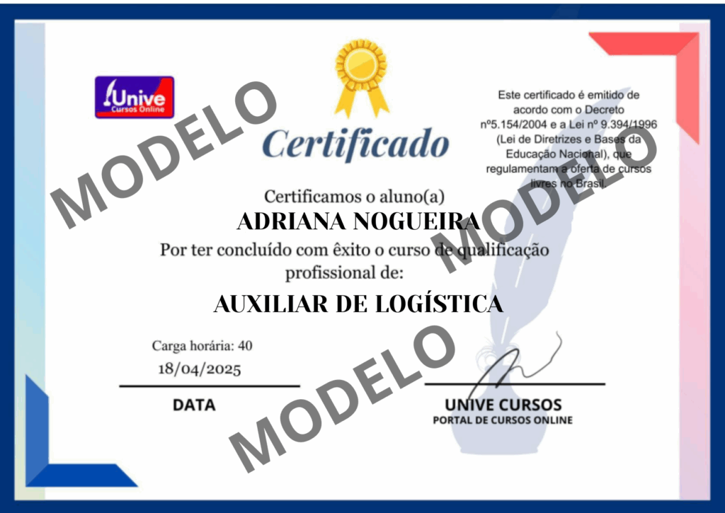CERTIFICADO ALUNO AUXILIAR DE LOGISTICA